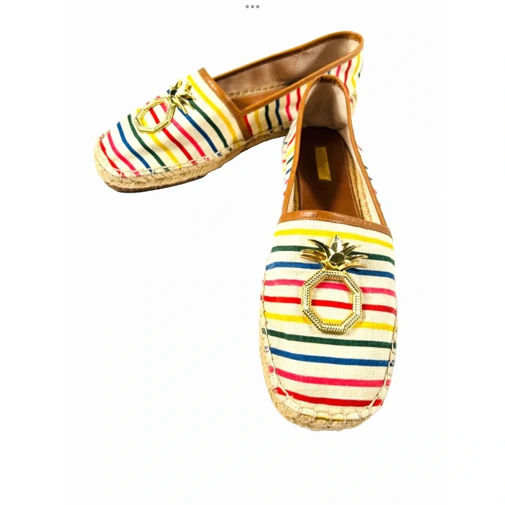 Louise Et Cie Adige Rainbow Striped Pineapple Espadrille Jute Slip On Flats 10